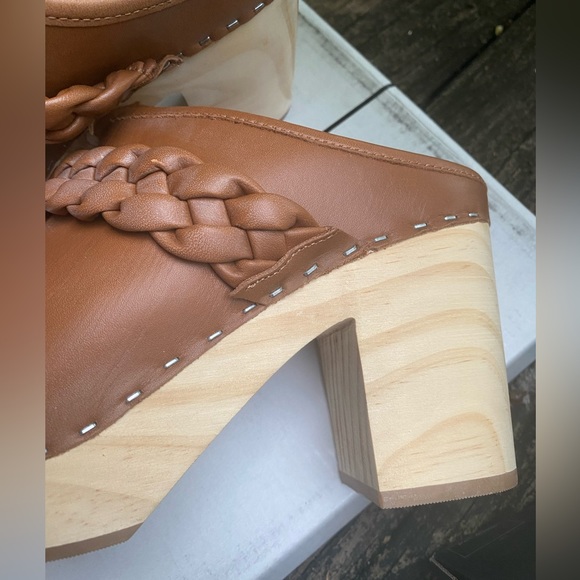 DOLCE VITA Hila Saddle Leather Platform Wooden Heels Sz 9 - Picture 12 of 13